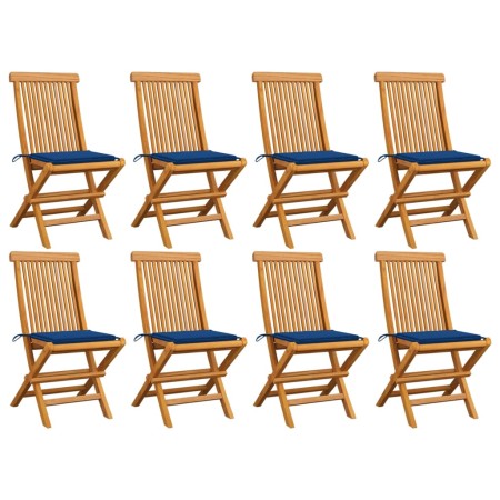 Gartenstühle 8 Stk. Teakholz mit königsblauen Kissen von , Gartenstühle - Ref: Foro24-3072927, Preis: 527,15 €, Rabatt: %
