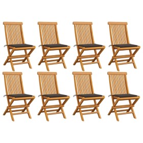 Gartenstühle 8 Stück Teakholz mit taupegrauen Kissen von , Gartenstühle - Ref: Foro24-3072925, Preis: 504,92 €, Rabatt: %
