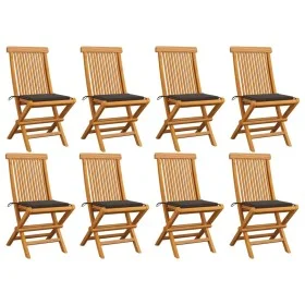 Sillas de jardín 8 uds madera de teca con cojines gris taupe de , Sillas de jardín - Ref: Foro24-3072925, Precio: 502,54 €, D...