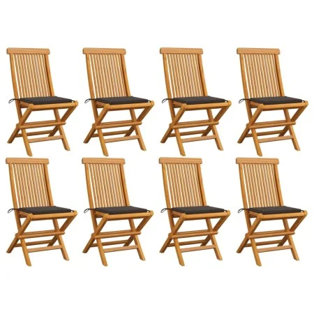 Sillas de jardín 8 uds madera de teca con cojines gris taupe de , Sillas de jardín - Ref: Foro24-3072925, Precio: 502,54 €, D...