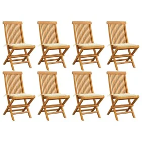 Garden chairs 8 pcs solid teak wood with cream cushions by , Garden chairs - Ref: Foro24-3072919, Price: 485,09 €, Discount: %