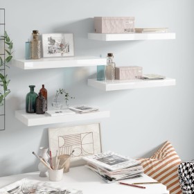 Floating wall shelf 4 pcs glossy white MDF 50x23x3.8 cm by vidaXL, Shelves and shelves - Ref: Foro24-323747, Price: 58,23 €, ...