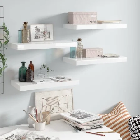Floating wall shelf 4 pcs glossy white MDF 50x23x3.8 cm by vidaXL, Shelves and shelves - Ref: Foro24-323747, Price: 57,12 €, ...