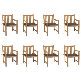 Sillas de jardín 8 uds madera maciza de teca cojines taupé de , Sillas de jardín - Ref: Foro24-3073066, Precio: 1,00 €, Descu...