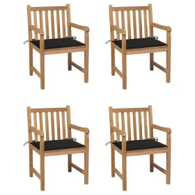 Gartenstühle 4 Stk. massives Teakholz mit schwarzen Kissen von , Gartenstühle - Ref: Foro24-3073011, Preis: 591,22 €, Rabatt: %