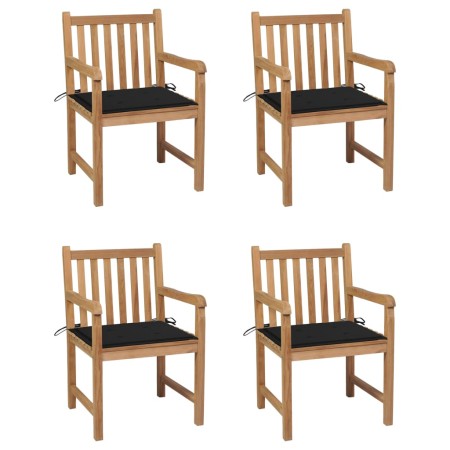 Gartenstühle 4 Stk. massives Teakholz mit schwarzen Kissen von , Gartenstühle - Ref: Foro24-3073011, Preis: 615,38 €, Rabatt: %