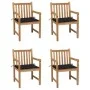 Sillas de jardín 4 uds madera maciza de teca con cojines negros de , Sillas de jardín - Ref: Foro24-3073011, Precio: 589,62 €...