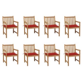 Gartenstühle 8 Stück massives Teakholz rote Kissen von , Gartenstühle - Ref: Foro24-3073064, Preis: 1,00 €, Rabatt: %
