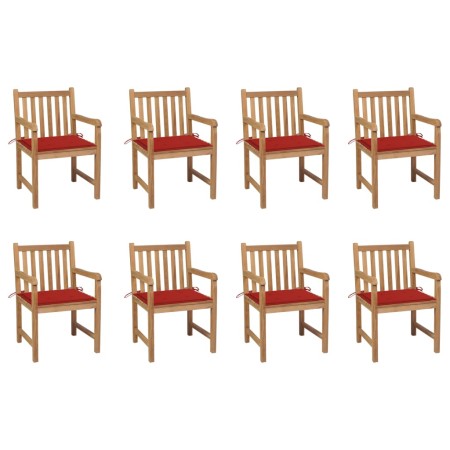 Gartenstühle 8 Stück massives Teakholz rote Kissen von , Gartenstühle - Ref: Foro24-3073064, Preis: 1,00 €, Rabatt: %