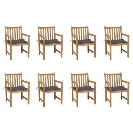 Garden chairs 8 pcs solid teak wood with anthracite cushions by , Garden chairs - Ref: Foro24-3073058, Price: 1,00 €, Discoun...