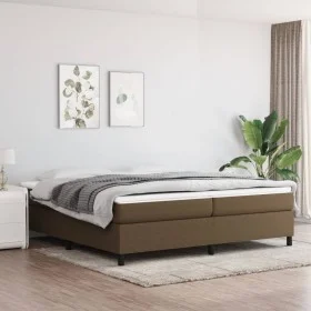 Dark brown fabric bed frame 200x200 cm by , Beds and slatted bases - Ref: Foro24-3120889, Price: 125,67 €, Discount: %