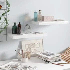 Floating wall shelf 2 pcs glossy white MDF 50x23x3.8 cm by vidaXL, Shelves and shelves - Ref: Foro24-323746, Price: 29,48 €, ...