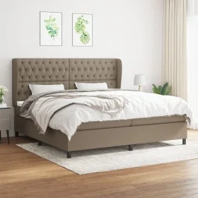 Box spring bed with gray taupe fabric mattress 200x200 cm by , Beds and slatted bases - Ref: Foro24-3128233, Price: 817,78 €,...