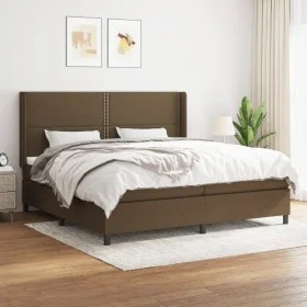 Box spring bed with dark brown fabric mattress 200x200 cm by , Beds and slatted bases - Ref: Foro24-3131380, Price: 633,56 €,...