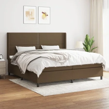 Box spring bed with dark brown fabric mattress 200x200 cm by , Beds and slatted bases - Ref: Foro24-3131380, Price: 633,75 €,...
