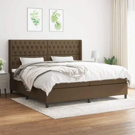 Box spring bed with dark brown fabric mattress 200x200 cm by , Beds and slatted bases - Ref: Foro24-3131700, Price: 720,82 €,...
