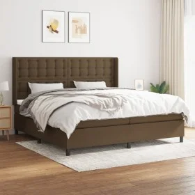 Box spring bed with dark brown fabric mattress 200x200 cm by , Beds and slatted bases - Ref: Foro24-3131780, Price: 681,10 €,...