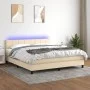 Box spring bed with mattress and LED lights, cream fabric, 180x200 cm. by , Beds and slatted bases - Ref: Foro24-3133178, Pri...