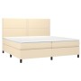 Cama box spring colchón y luces LED tela crema 200x200 cm de , Camas y somieres - Ref: Foro24-3134826, Precio: 586,06 €, Desc...