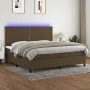Box spring bed with LED lights, dark brown fabric mattress, 200x200 cm. by , Beds and slatted bases - Ref: Foro24-3134824, Pr...