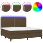 Box spring bed with LED lights, dark brown fabric mattress, 200x200 cm. by , Beds and slatted bases - Ref: Foro24-3134824, Pr...
