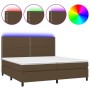 Cama box spring colchón luces LED tela marrón oscuro 200x200 cm de , Camas y somieres - Ref: Foro24-3134824, Precio: 637,34 €