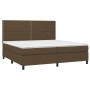 Cama box spring colchón luces LED tela marrón oscuro 200x200 cm de , Camas y somieres - Ref: Foro24-3134824, Precio: 637,34 €