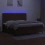 Box spring bed with LED lights, dark brown fabric mattress, 200x200 cm. by , Beds and slatted bases - Ref: Foro24-3134824, Pr...