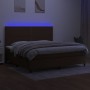 Cama box spring colchón luces LED tela marrón oscuro 200x200 cm de , Camas y somieres - Ref: Foro24-3134824, Precio: 637,34 €