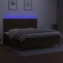 Boxspring-Bett mit LED-Lichtern, dunkelbraunem Stoff, 200x200 cm. von , Betten und Lattenroste - Ref: Foro24-3135144, Preis: ...