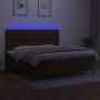 Cama box spring colchón luces LED tela marrón oscuro 200x200 cm de , Camas y somieres - Ref: Foro24-3135144, Precio: 710,83 €...