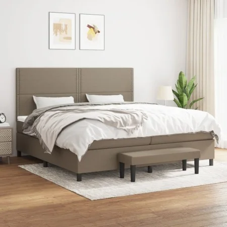 Box spring bed with gray taupe fabric mattress 200x200 cm by , Beds and slatted bases - Ref: Foro24-3136545, Price: 759,98 €,...