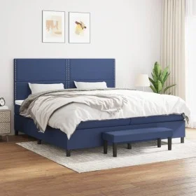 Box spring bed with blue fabric mattress 200x200 cm by , Beds and slatted bases - Ref: Foro24-3136547, Price: 745,25 €, Disco...
