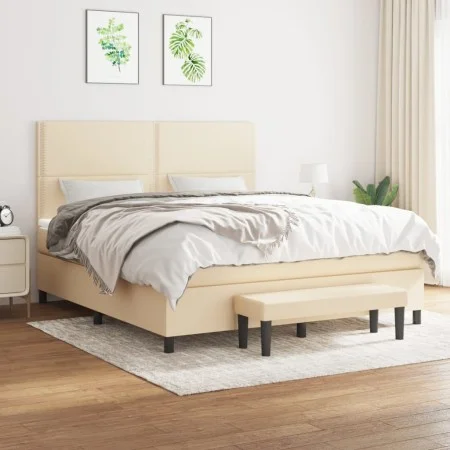 Box spring bed with cream-colored fabric mattress 160x200 cm by , Beds and slatted bases - Ref: Foro24-3136530, Price: 611,68...