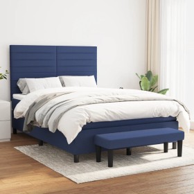 Box spring bed with blue fabric mattress 140x200 cm by , Beds and slatted bases - Ref: Foro24-3136683, Price: 551,66 €, Disco...