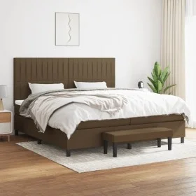Box spring bed with dark brown fabric mattress 200x200 cm by , Beds and slatted bases - Ref: Foro24-3136784, Price: 742,07 €,...