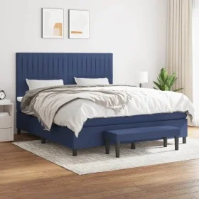 Box spring bed with blue fabric mattress 160x200 cm by , Beds and slatted bases - Ref: Foro24-3136771, Price: 590,47 €, Disco...