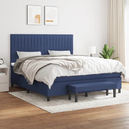 Cama box spring con colchón tela azul 160x200 cm de , Camas y somieres - Ref: Foro24-3136771, Precio: 587,44 €, Descuento: %