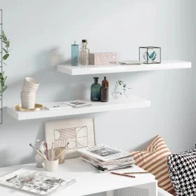 Set of 2 glossy white MDF floating wall shelves 90x23.5x3.8cm by vidaXL, Shelves and shelves - Ref: Foro24-323755, Price: 47,...