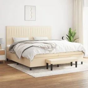 Box spring bed with cream-colored fabric mattress 200x200 cm by , Beds and slatted bases - Ref: Foro24-3136786, Price: 720,48...