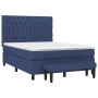 Box spring bed with blue fabric mattress 140x190 cm by , Beds and slatted bases - Ref: Foro24-3136835, Price: 549,78 €, Disco...