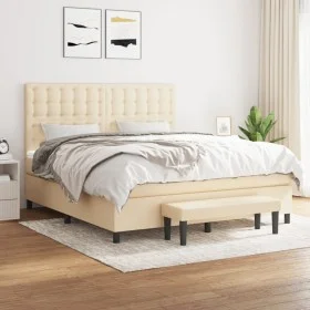 Box spring bed with cream-colored fabric mattress 160x200 cm by , Beds and slatted bases - Ref: Foro24-3136930, Price: 625,80...