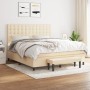 Cama box spring con colchón tela color crema 160x200 cm de , Camas y somieres - Ref: Foro24-3136930, Precio: 625,61 €, Descue...