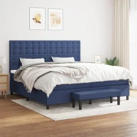 Box spring bed with blue fabric mattress 200x200 cm by , Beds and slatted bases - Ref: Foro24-3136947, Price: 776,11 €, Disco...