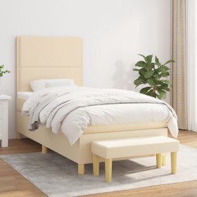 Box spring bed with cream-colored fabric mattress 90x200 cm by , Beds and slatted bases - Ref: Foro24-3137050, Price: 348,66 ...