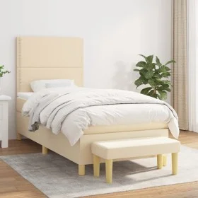 Box spring bed with cream-colored fabric mattress 90x200 cm by , Beds and slatted bases - Ref: Foro24-3137050, Price: 342,02 ...