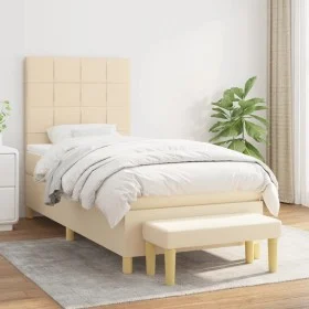 Box spring bed with cream-colored fabric mattress 90x190 cm by , Beds and slatted bases - Ref: Foro24-3137122, Price: 366,85 ...