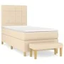 Box spring bed with cream-colored fabric mattress 90x190 cm by , Beds and slatted bases - Ref: Foro24-3137122, Price: 366,85 ...