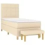 Box spring bed with cream-colored fabric mattress 90x190 cm by , Beds and slatted bases - Ref: Foro24-3137122, Price: 366,85 ...