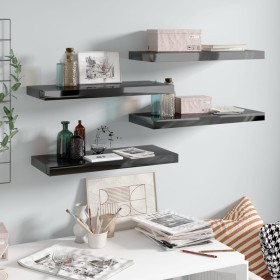 Floating wall shelf 4 pcs glossy black MDF 60x23.5x3.8 cm by vidaXL, Shelves and shelves - Ref: Foro24-323771, Price: 52,28 €...